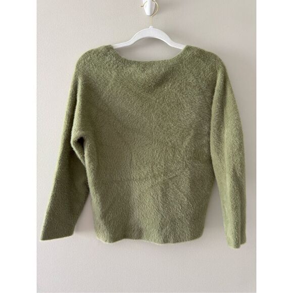 Rachael Zoe Fuzzy Sweater Size Medium V Neck Soft Green Long Sleeve Pullover - Picture 6 of 8